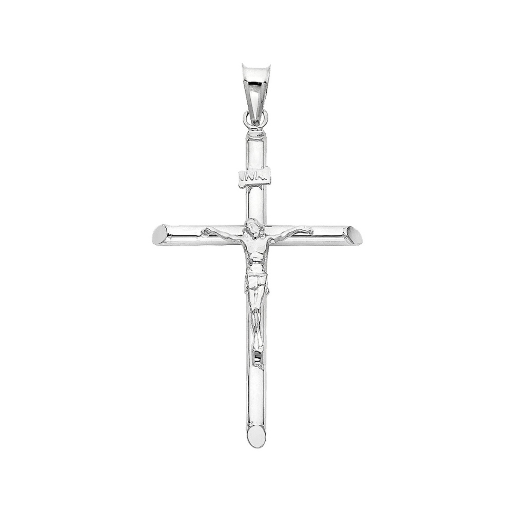 14K White Gold  Religious Crucifix Pendant